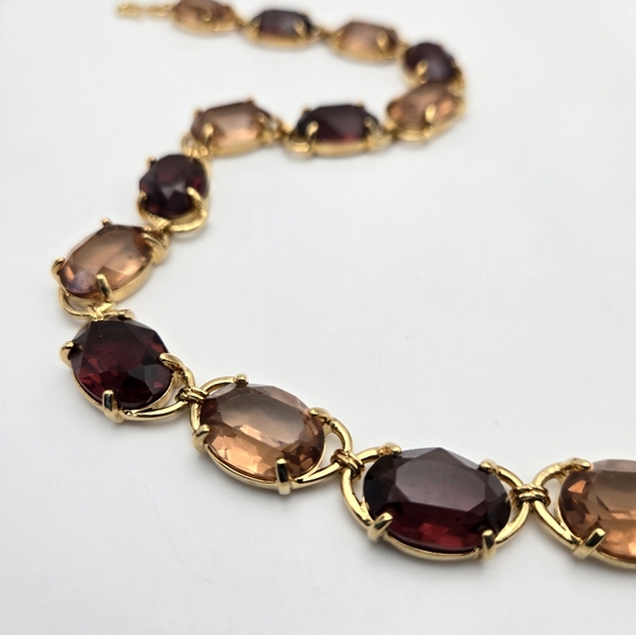 Swarovski Swan Crystal Set Necklace Bracelet Goldtone Glass Bezel Vintage Vtg - Picture 6 of 6